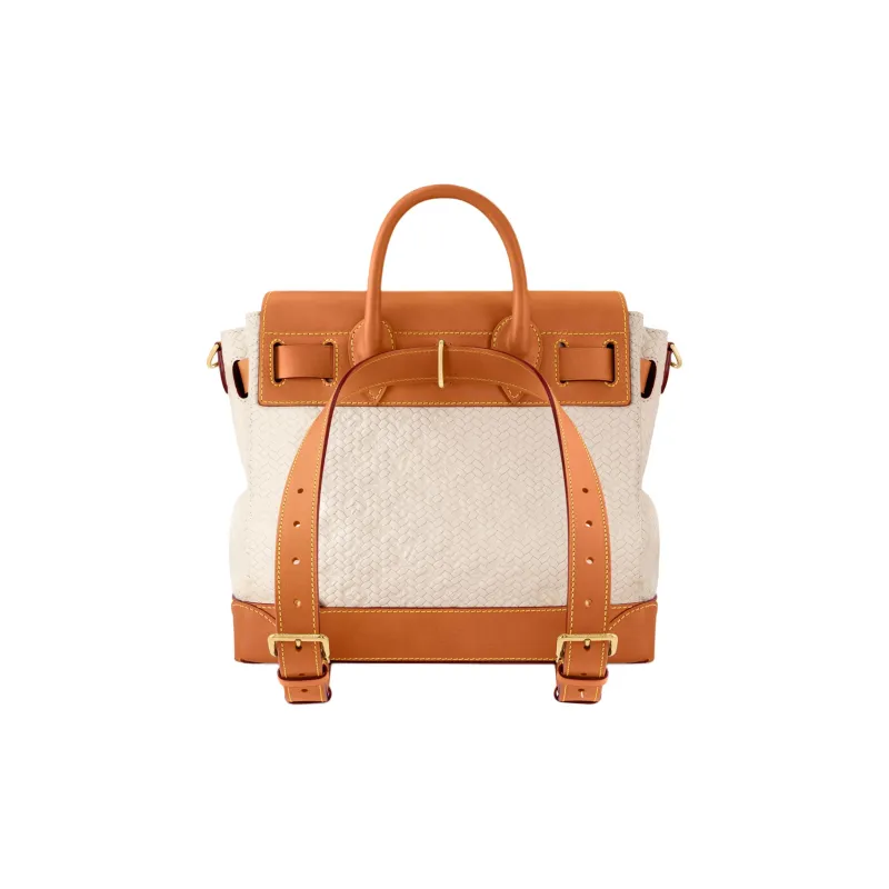LOUIS VUITTON Steamer Cow Leather Handbag Women's Brown & White-2