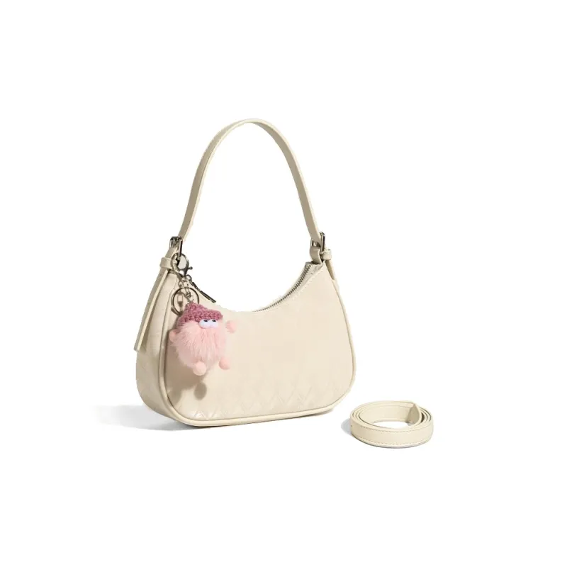 Jade En Plus PU Handbag Medium Size Women's Cream White/Peach Pink/Night Black-4