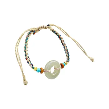 Shujie Hetian Jade Bracelets Pale Greenish White Jade Unisex