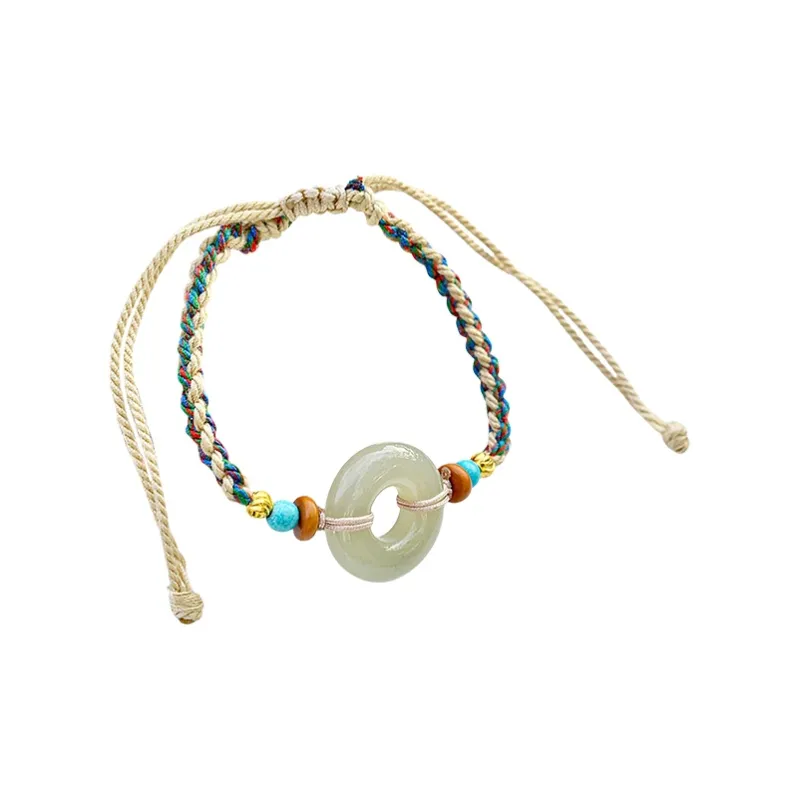 Shujie Hetian Jade Bracelets Pale Greenish White Jade Unisex-0