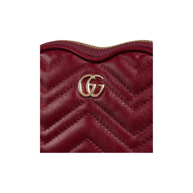 GUCCI GG Marmont Leather Handbag Mini Women's Red-5