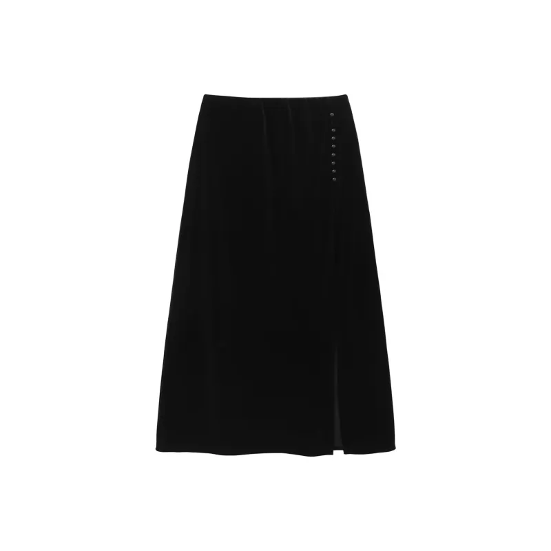 HDFULERN Casual Long Skirts Women's Black-0