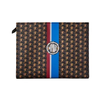 Moynat Canvas 1920 Canvas Clutch Women's Blue/Red/Black