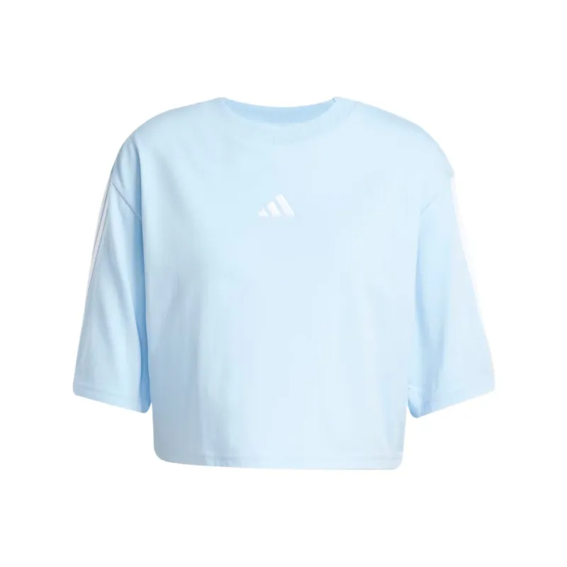 Adidas ESSENTIALS3 Stripes Drop Shoulder Sleeve T Shirt Women's Blue-0