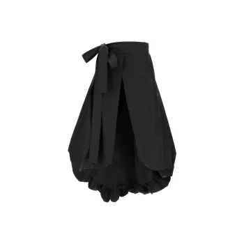 PINKO Bow Detailed Wide Taffeta Skirt