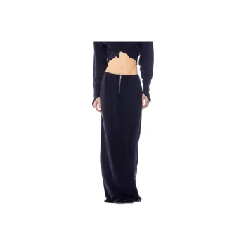 SAMI MIRO VINTAGE FW24 PORTERHOUSE MAXI SKIRT IN BLACK TERRY Casual Long Skirts Women's Black