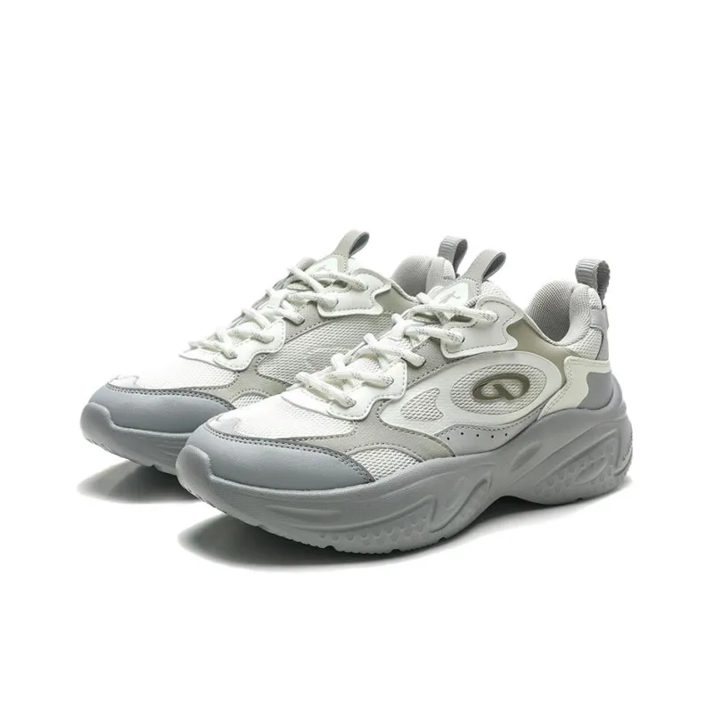 QIAODAN Anti Slip Wear Resistant Low Top Casual Shoes Women's White Gray-2