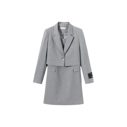 EICHITOO Skirt Set Women's Light Gray Stripes