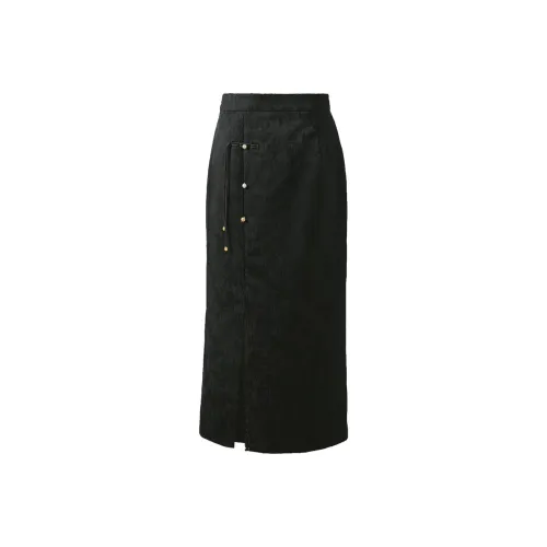 3COLOUR Casual Long Skirt Women's Black