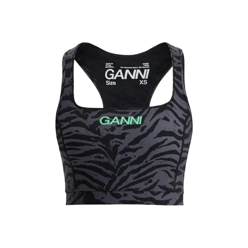GANNI Zebra Print Cropped Top-0