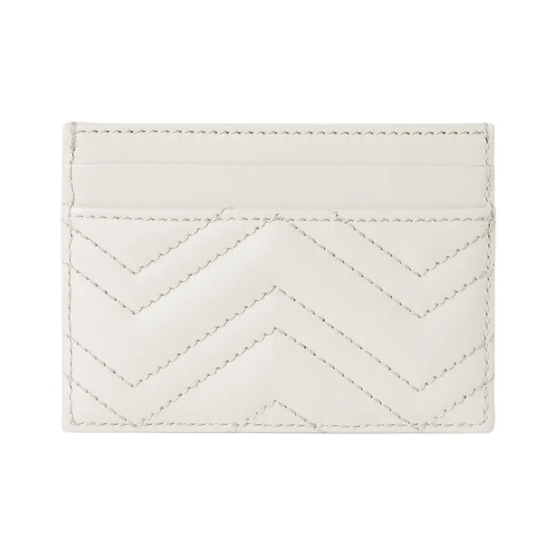 GUCCI GG Marmont Leather Card Holder Women's White-2