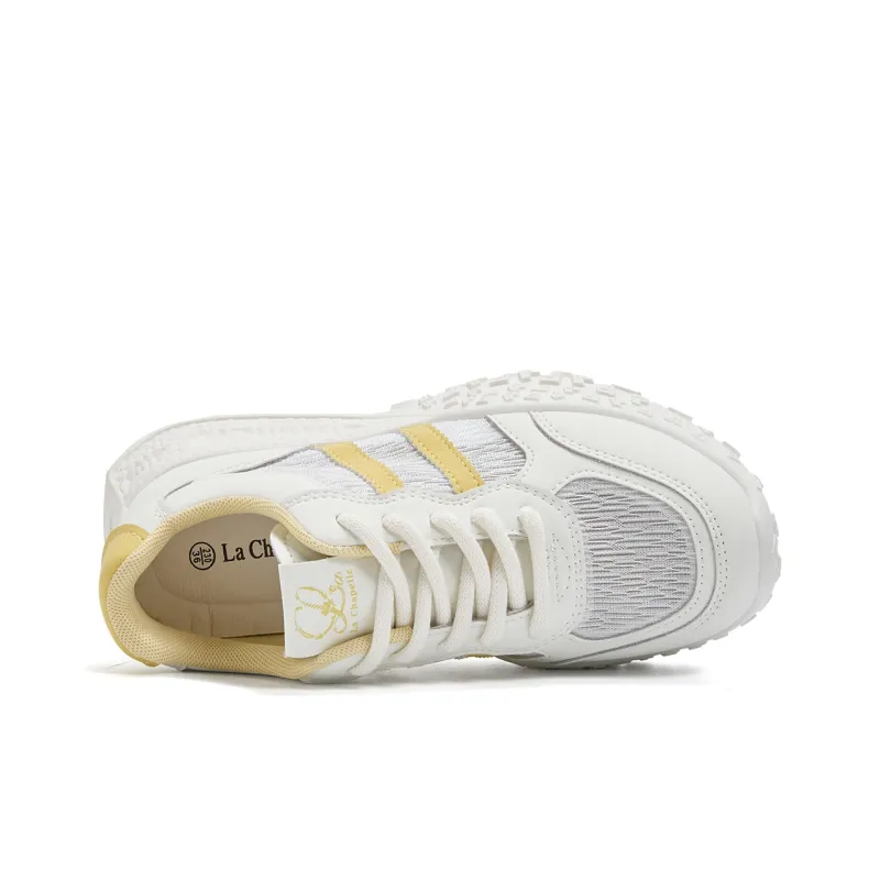 La Chapelle Slip Resistant, Abrasion Resistant, Breathable, Lightweight Low Top Casual Shoes Women's White Yellow-3