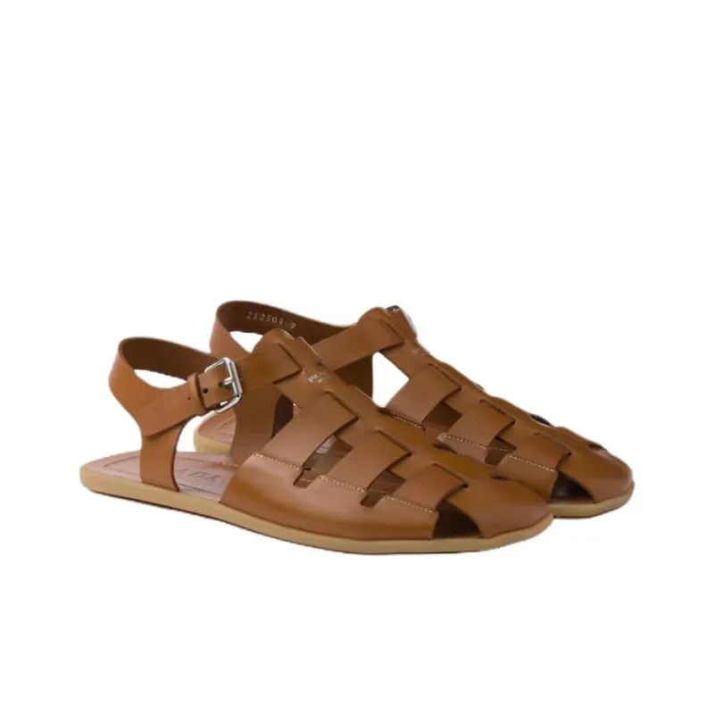 PRADA Roman Sandals Men's Brown-2