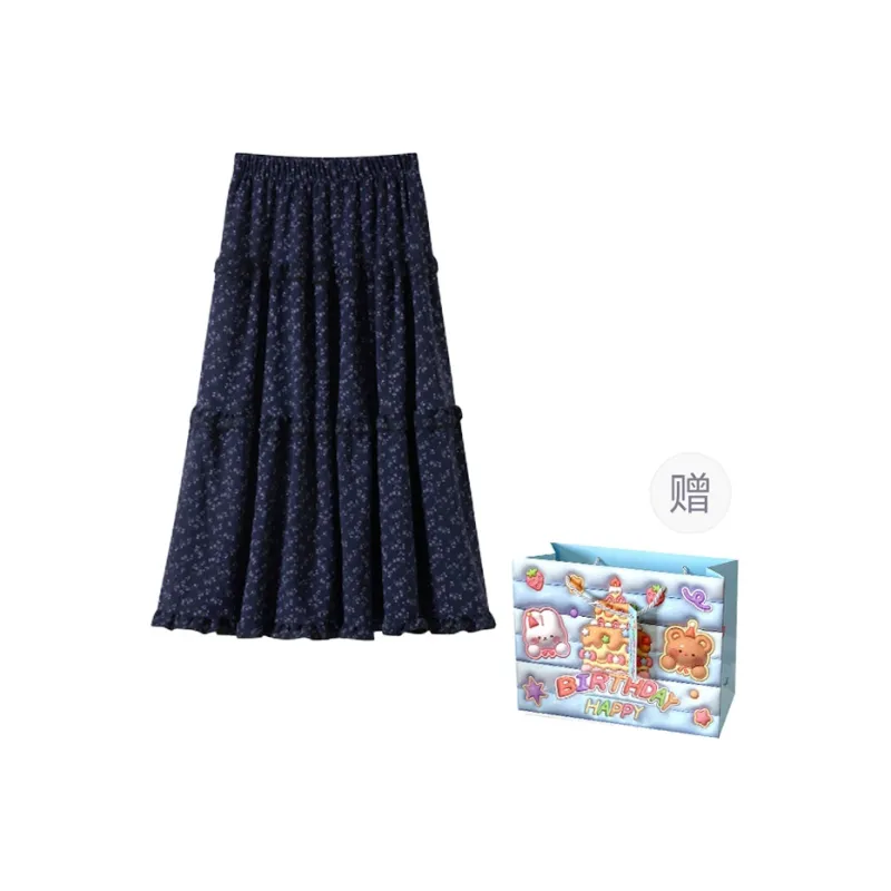 REMOULD Casual Long Skirt Women's Navy Blue-0