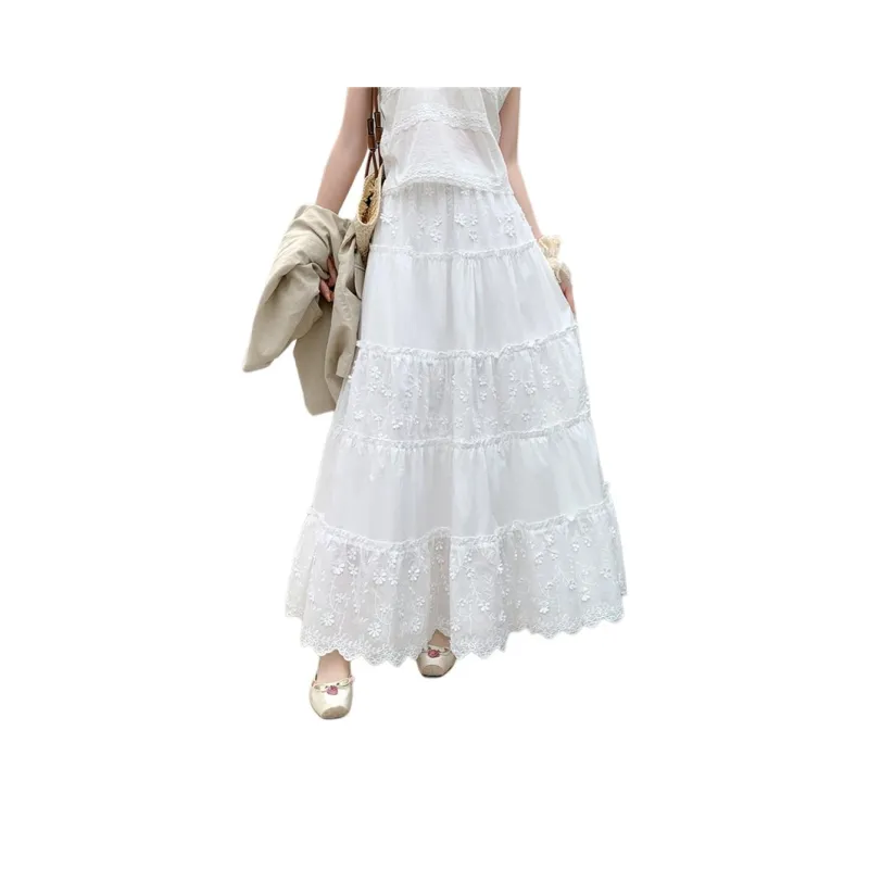 MADALLO Casual Long Skirt Women's White-0