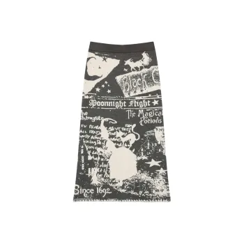 ELF SACK Casual Long Skirt Women's Magic Brochure Gray Beige