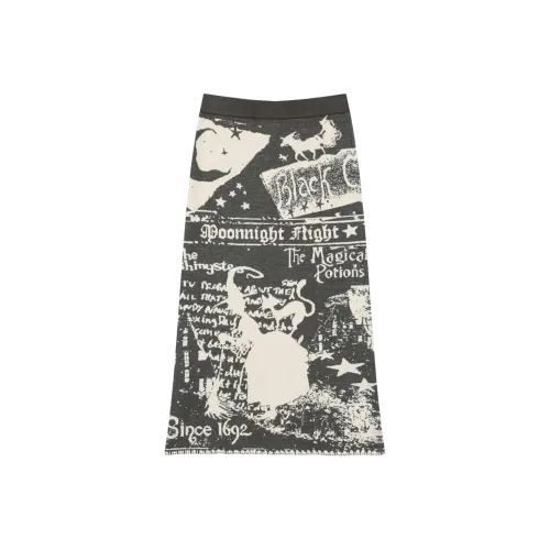 ELF SACK Casual Long Skirt Women's Magic Brochure Gray Beige