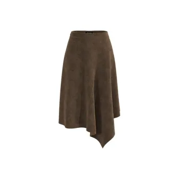 URBAN REVIVO Casual Long Skirt Women's Dark Red Brown