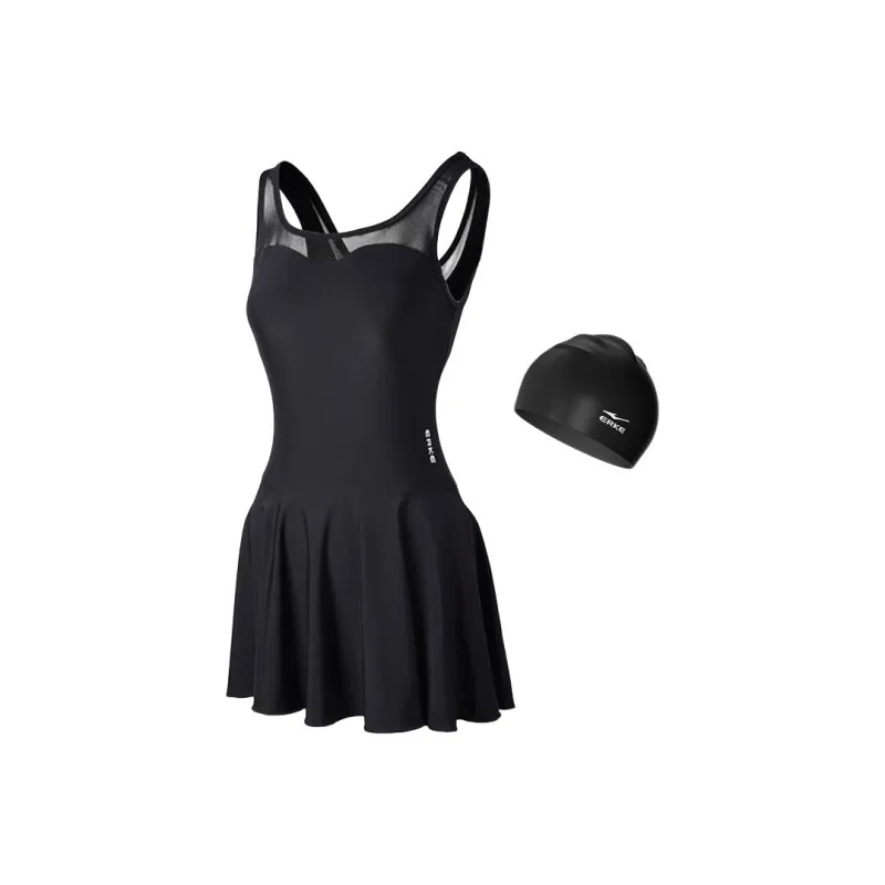 Erke One piece Swimsuit Women's Two Piece Set Black-0