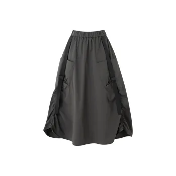 SOON FLOWER Casual Long Skirts Women's Gray