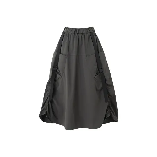 SOON FLOWER Casual Long Skirts Women's Gray