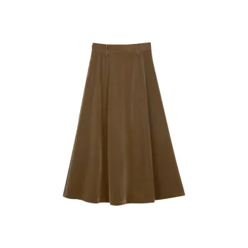SOLIGHTER Casual Long Skirt Women's Camel Brown