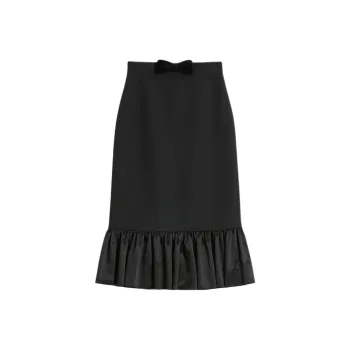 Valentino CREPE COUTURE Casual Long Skirt Women's Black