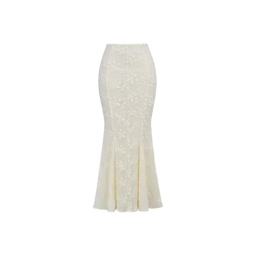 HOUSE OF CB Veronica Casual Long Skirt Women's CREAM/Cream