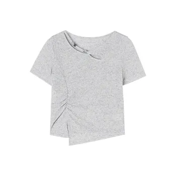 XIANGYING T Shirt Women's Light Gray