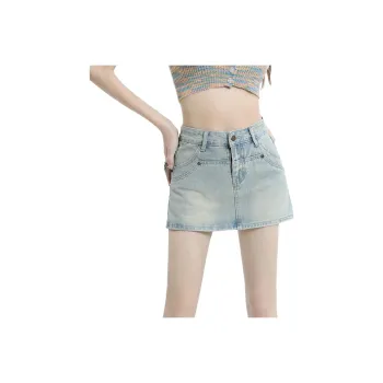Kazakhstan Denim Short Skirts Women's Light Blue