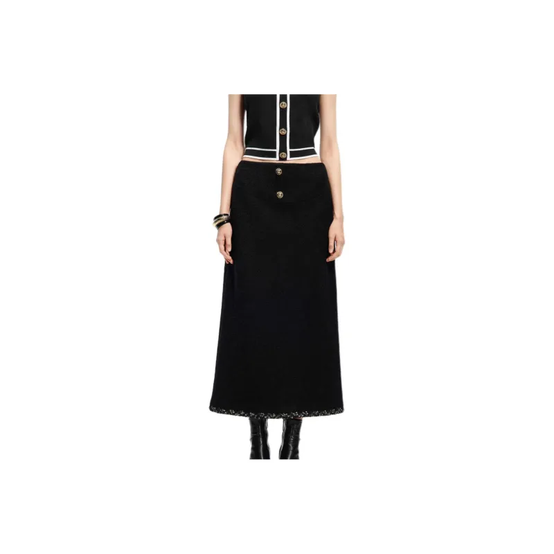 KARL LAGERFELD FW24 Casual Long Skirt Women's Black-0