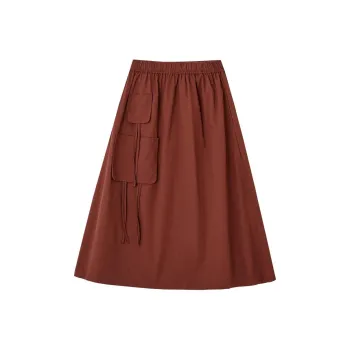 【dme】 Casual Long Skirt Women's Dark Red