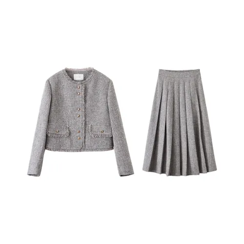 XIANGYING Skirt Set Women's Gray