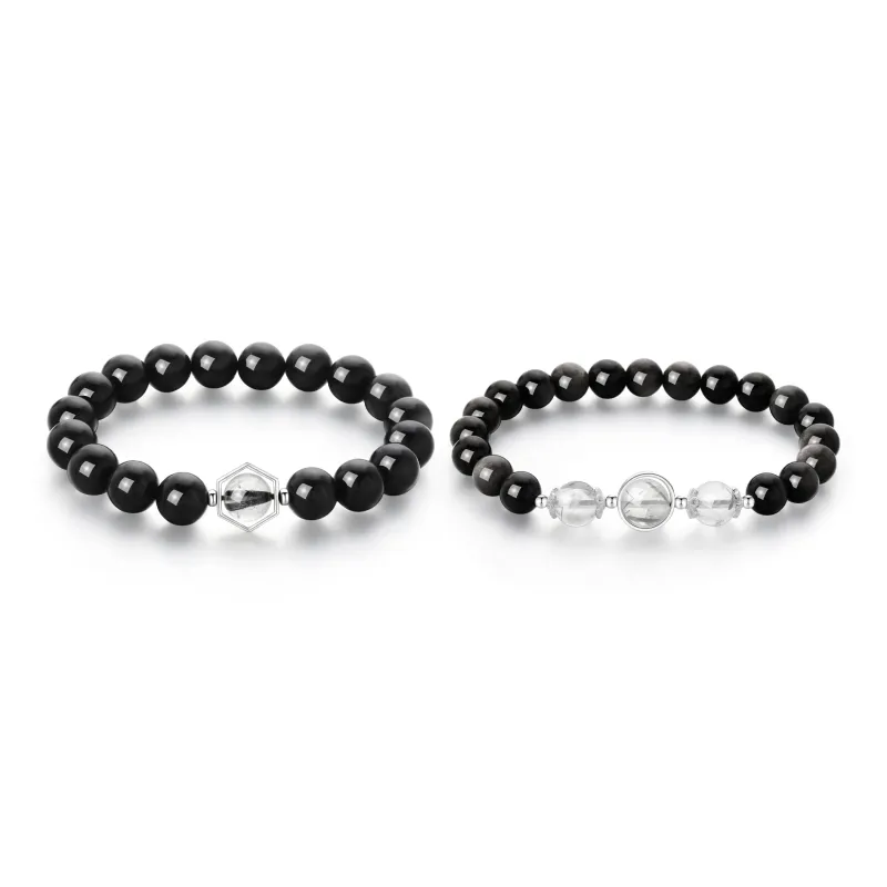 Lao Feng Xiang Natural Obsidian Bracelets Unisex-4