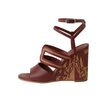 HERMES Klara One Strap Sandals 10cm Women's Dark Red
