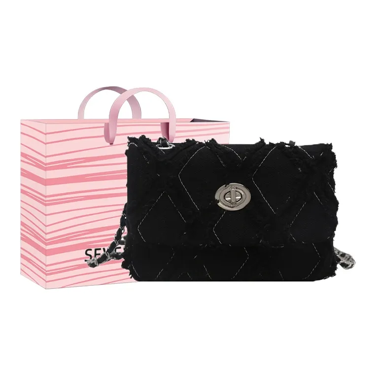 SEVENMOONS Nylon Shoulder Bag Women's Black/Blue/Pink-0