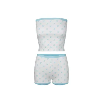 Rest&Recreation SS25 LOGO PATTERN TUBE TOP BIKINI Women's White