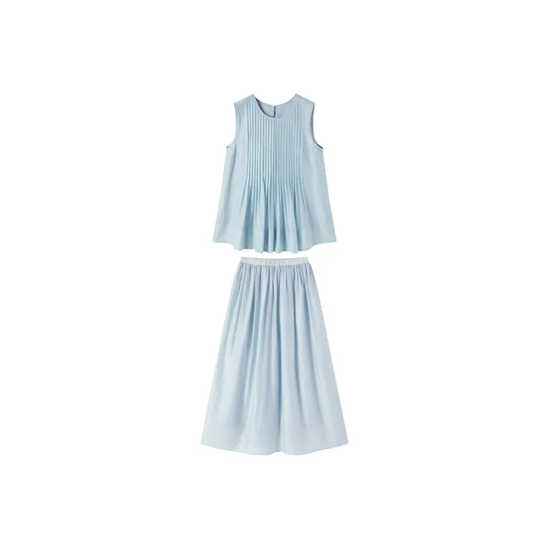 XIANGYING Skirt Set Women's Blue-0