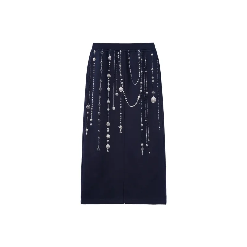 TCH Casual Long Skirts Women's Navy Blue-0