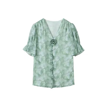 Hang Yi Court Shirts Women's Green Floral