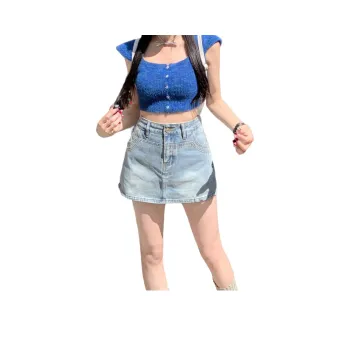 Kazakhstan Denim Short Skirts Women's Washed Blue