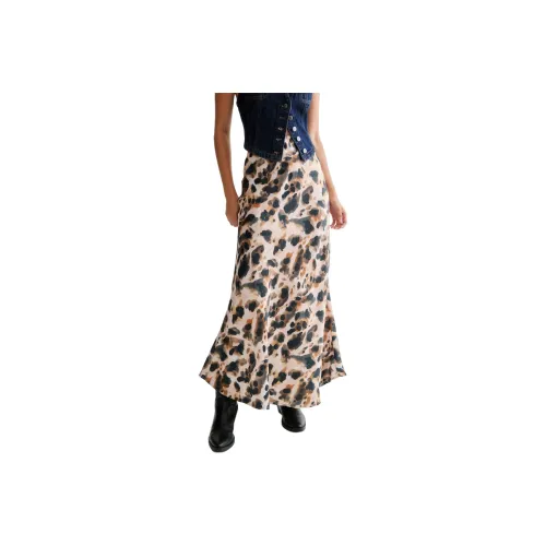NASTY GAL Animal Print Maxi Skirt Casual Long Skirts Women's Brown