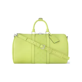 LOUIS VUITTON Keepall Leather Shoulder Bag Crossbody Bag Handbag Travel Bag Men's Green