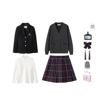 Tokyo Season Uniforms Women's Black Suit+Kite, Comes With Carbon Gray Cardigan+Shirt+Dust Bag+Small Item