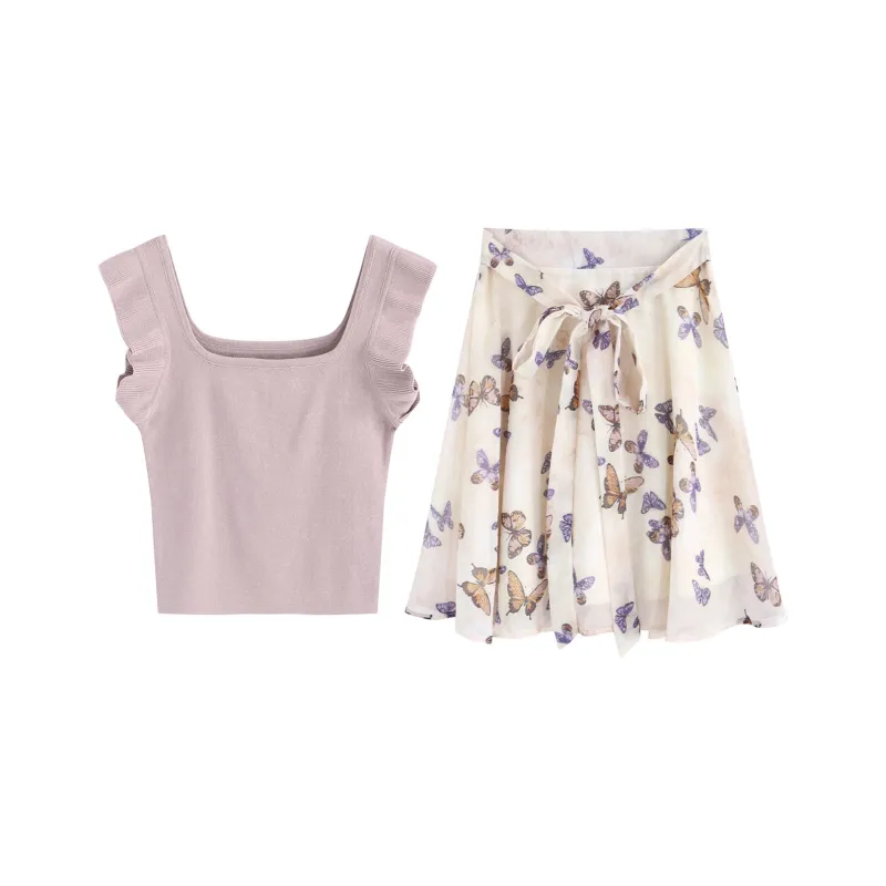 Garbege Skirt Set Women's Purple-0