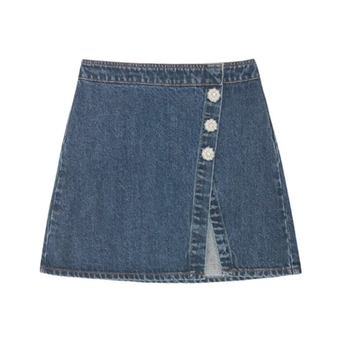 Self-portrait Denim Short Skirts Women's Denim Blue