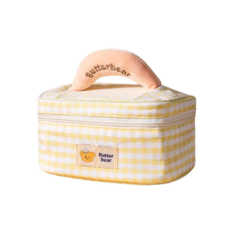 Deli Cotton Fabric Makeup Bag & Travel Storage Bag Women's Cheese Color-1