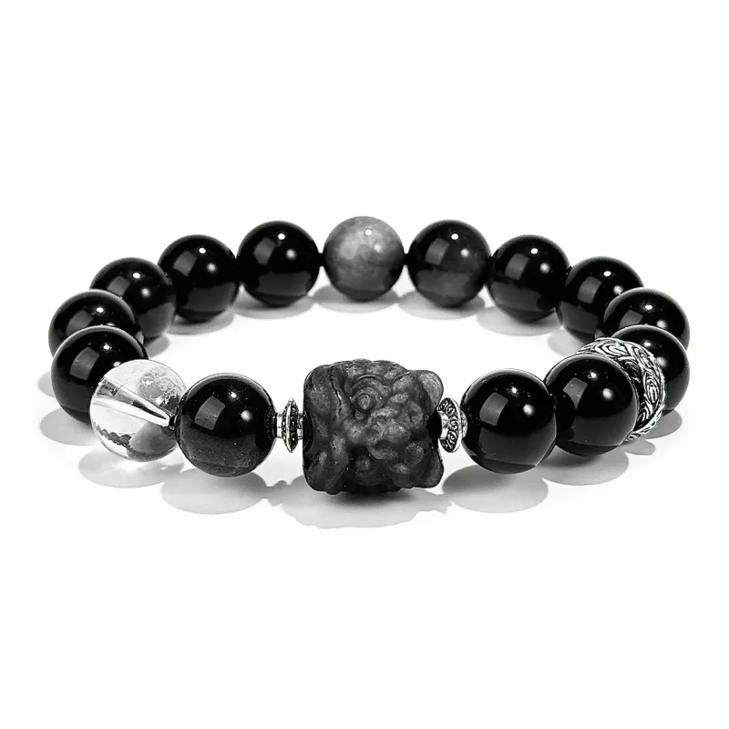 PUTUOSHANWENCHUANG Obsidian Bracelets Unisex-0