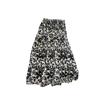 Cypress House Casual Long Skirt Women's Black Apricot Blossom