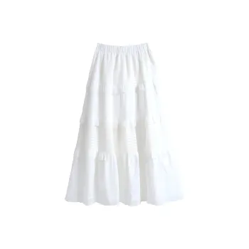 ERIRI Casual Long Skirt Women's White